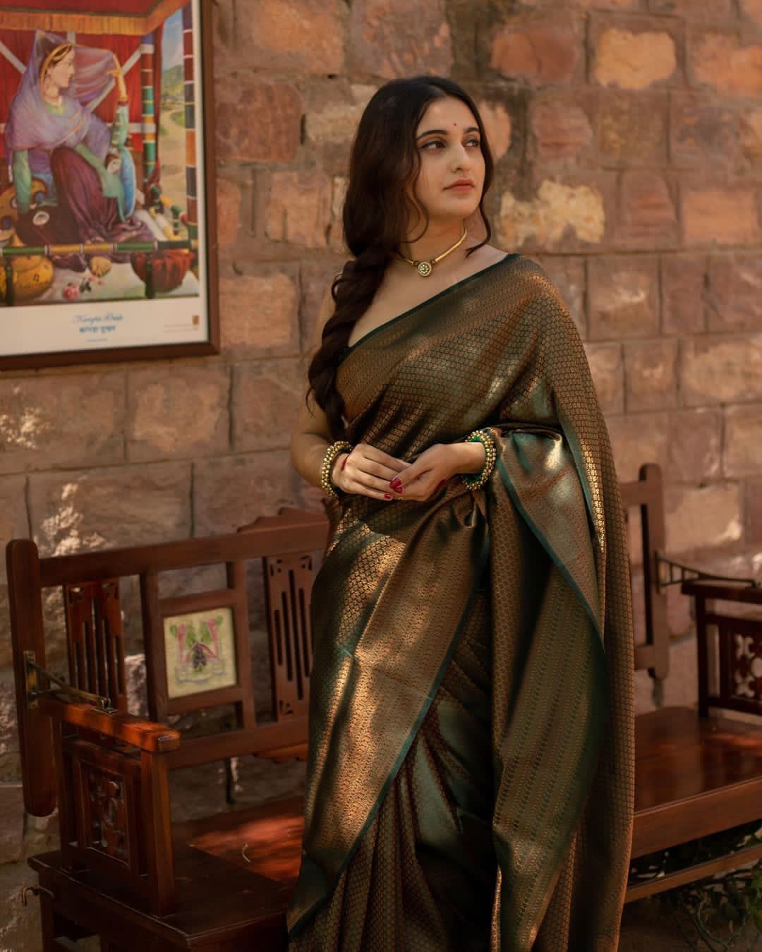 Engaging Dark Green Soft Silk Saree With Elaborate Blouse Piece