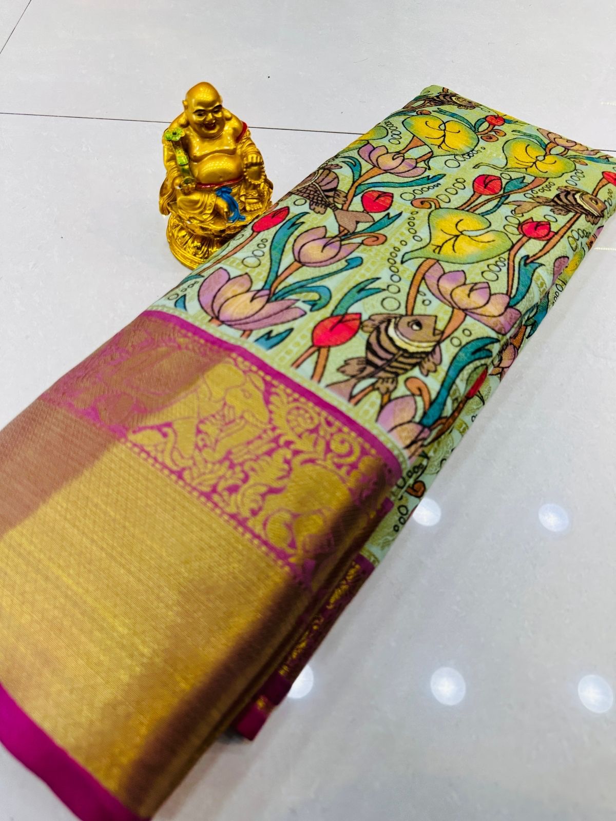 Super extravagant Pista Soft Silk Saree With Exquisite Blouse Piece