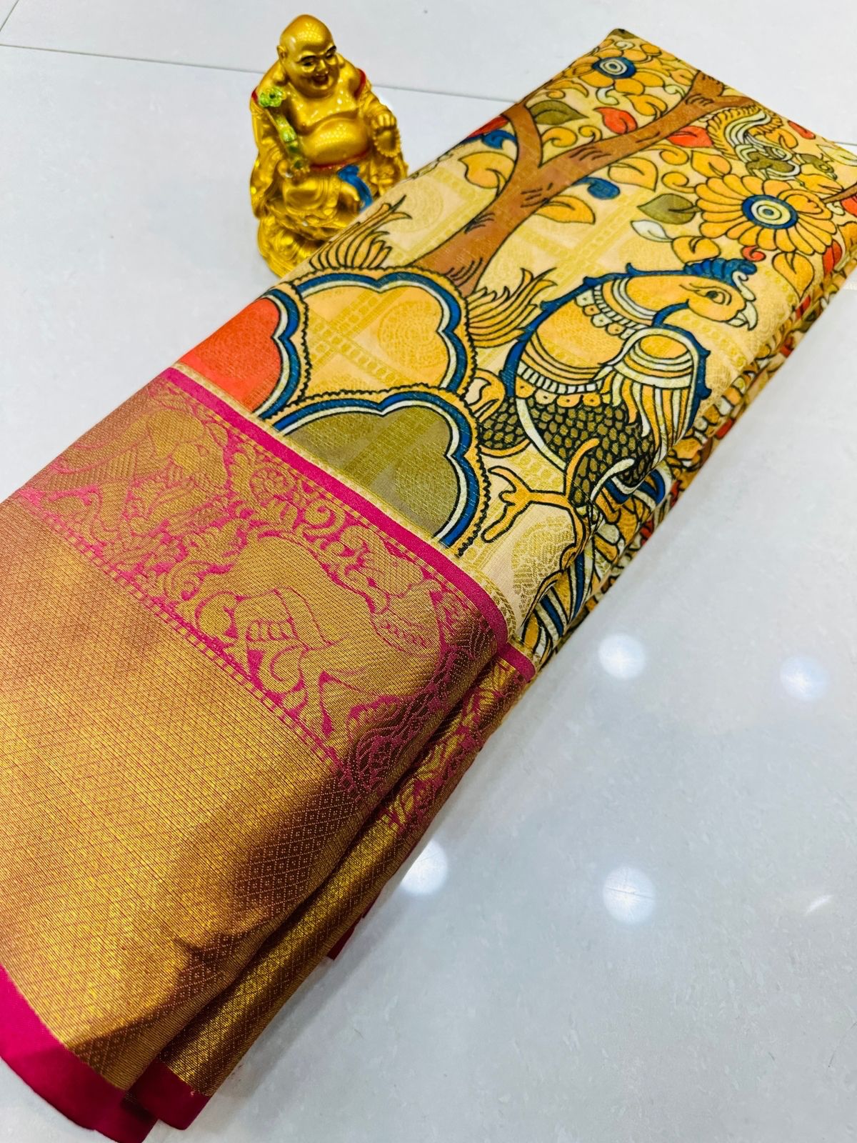 Alluring Yellow Soft Silk Saree With Girlish Bewitching Piece