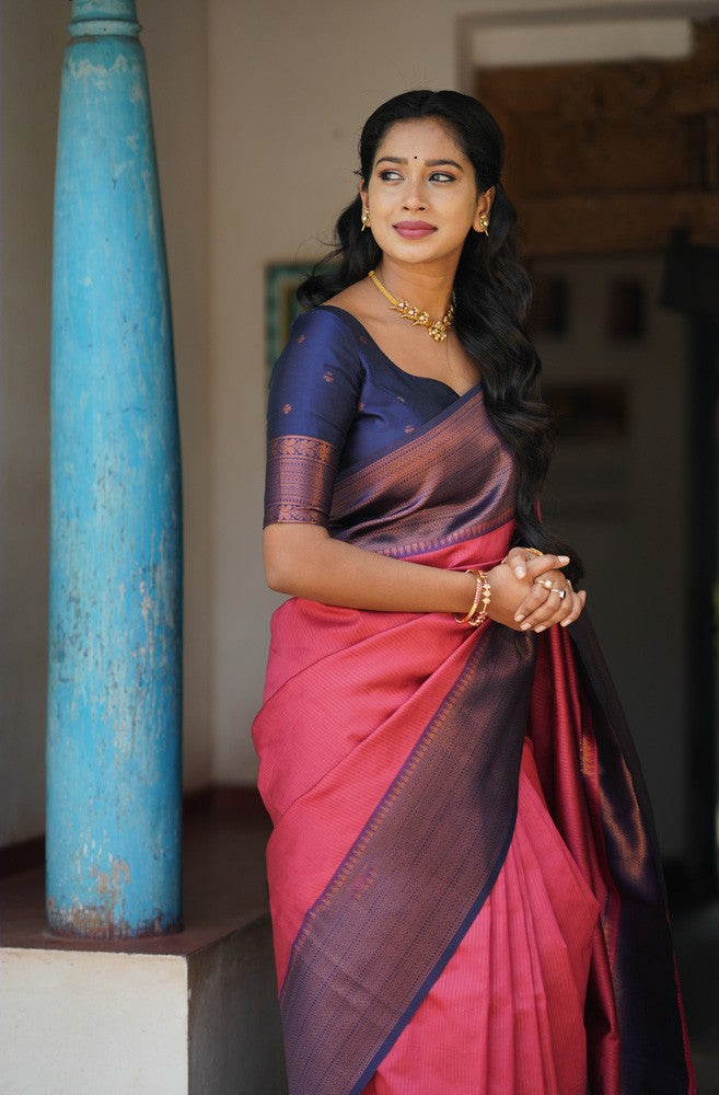 Attractive Tomato Soft Silk Saree With Capricious Blouse Piece