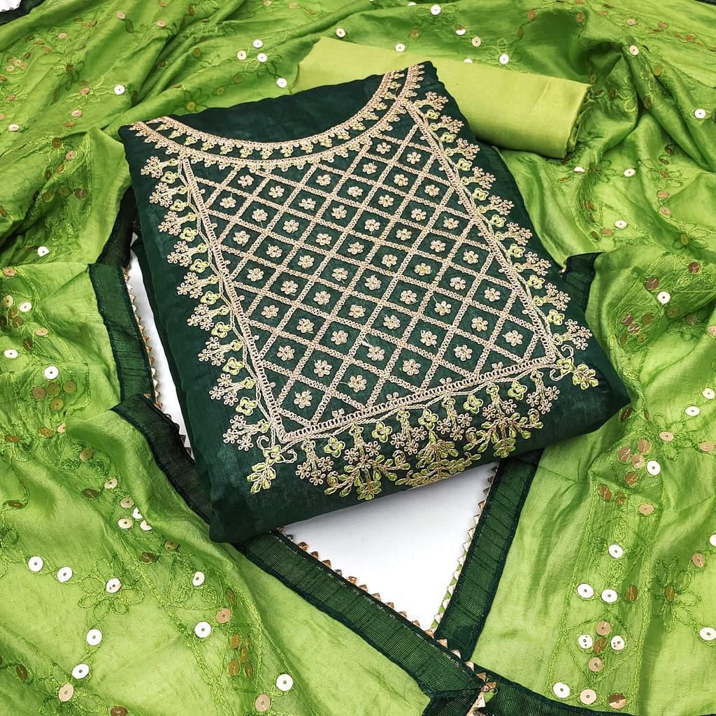 SILK WITH CODDING WORK ON NECK