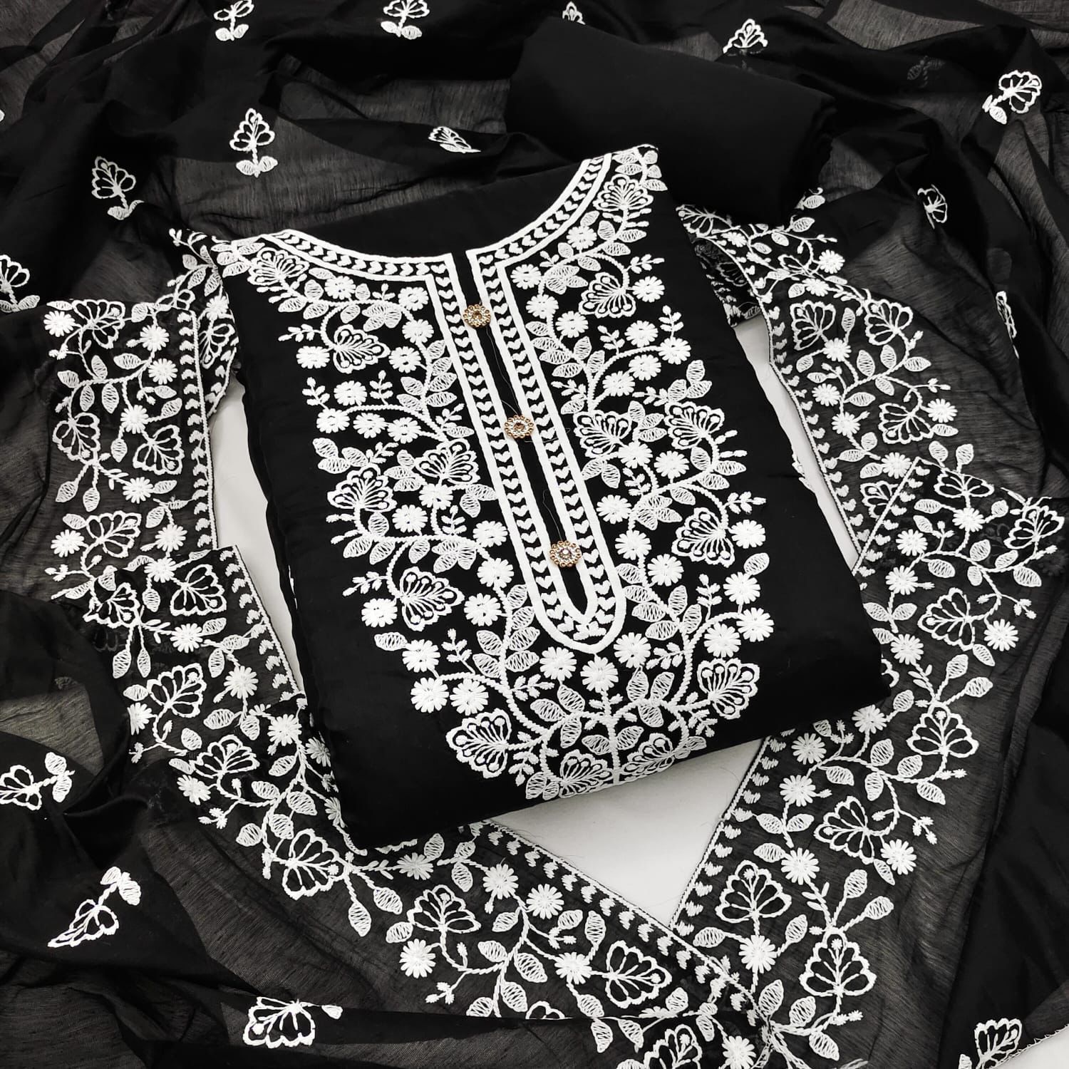 Unstitched Heavy Modal Embrodiery - Chanderi