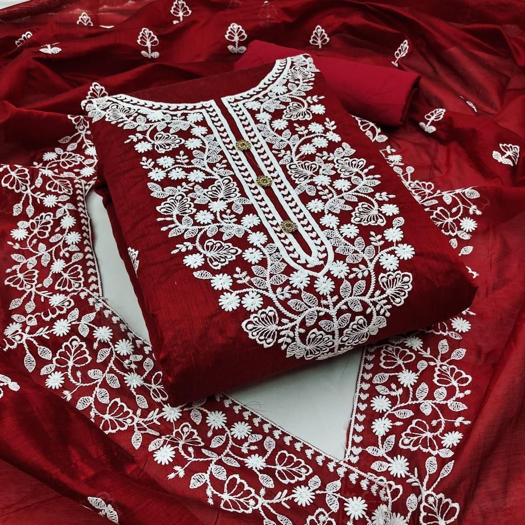 Unstitched Heavy Modal Embrodiery - Chanderi