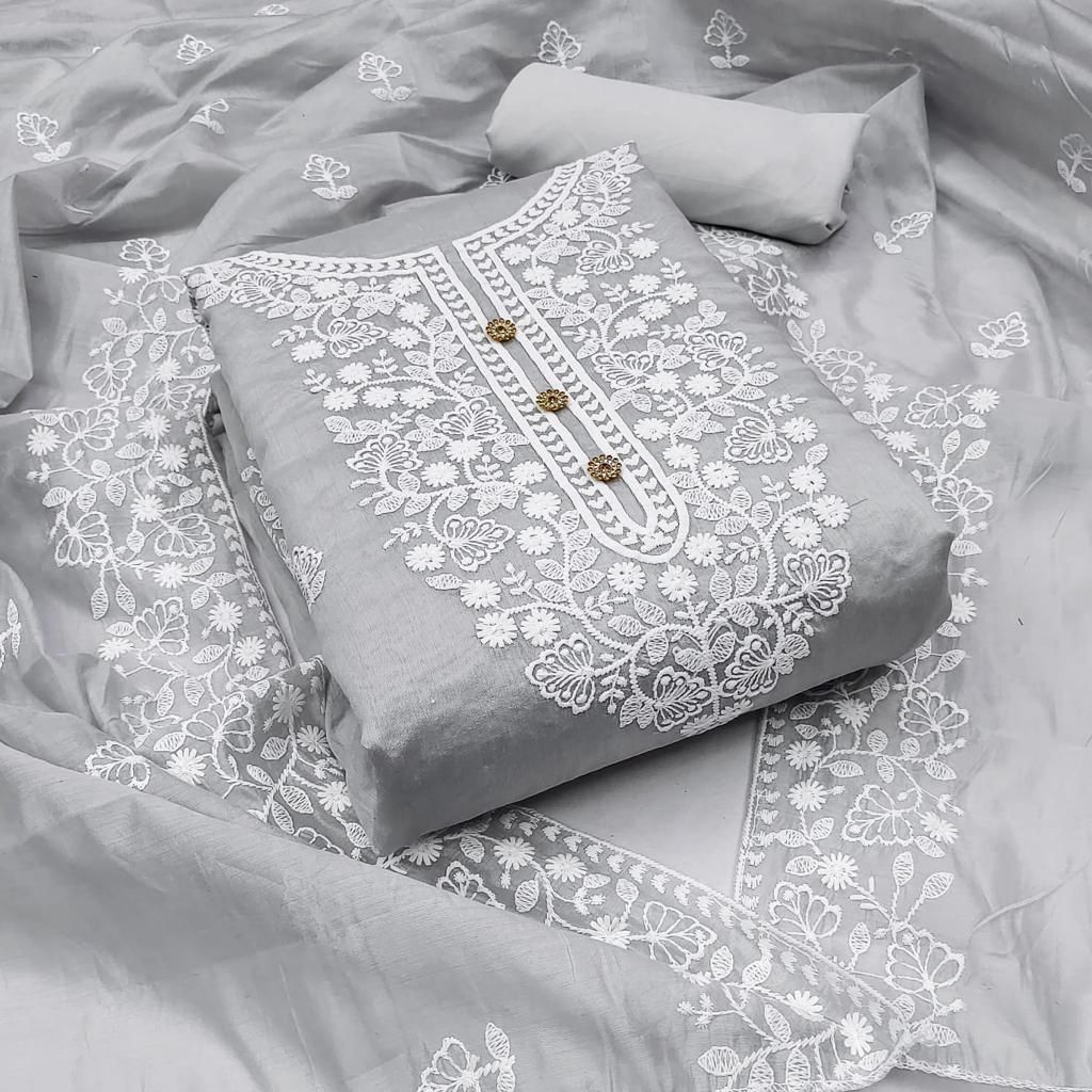 Unstitched Heavy Modal Embrodiery - Chanderi