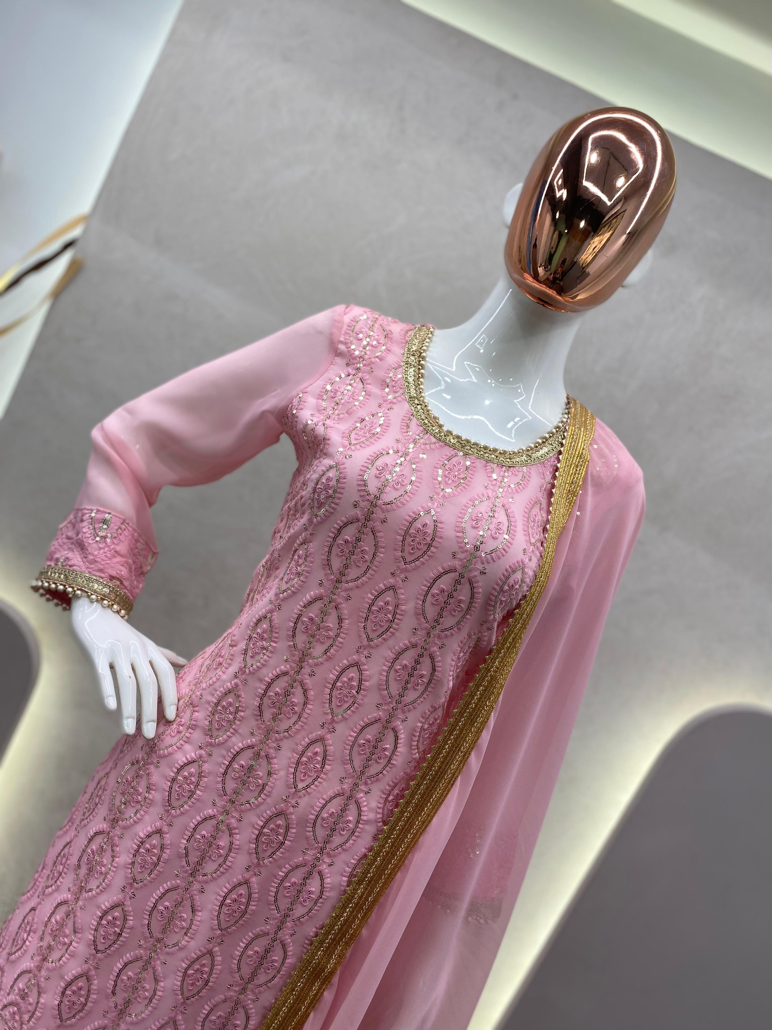 EMBROIDERY WORK SUIT WITH STITCHED SARARA AND DUPATTA