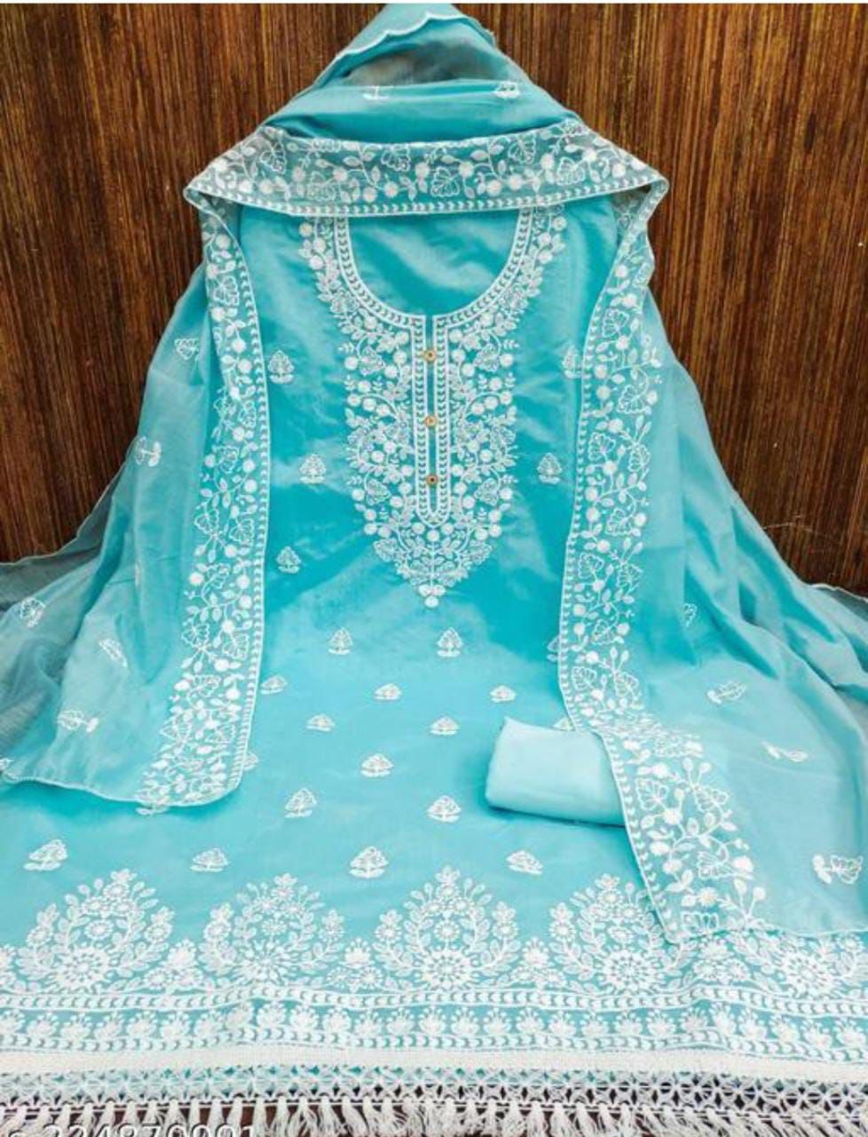 Exquisite Heavy Modal Embroidery Suit with Chanderi Dupatta