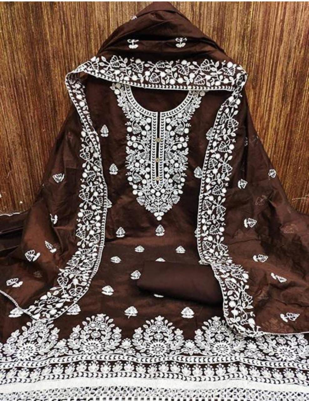 Exquisite Heavy Modal Embroidery Suit with Chanderi Dupatta