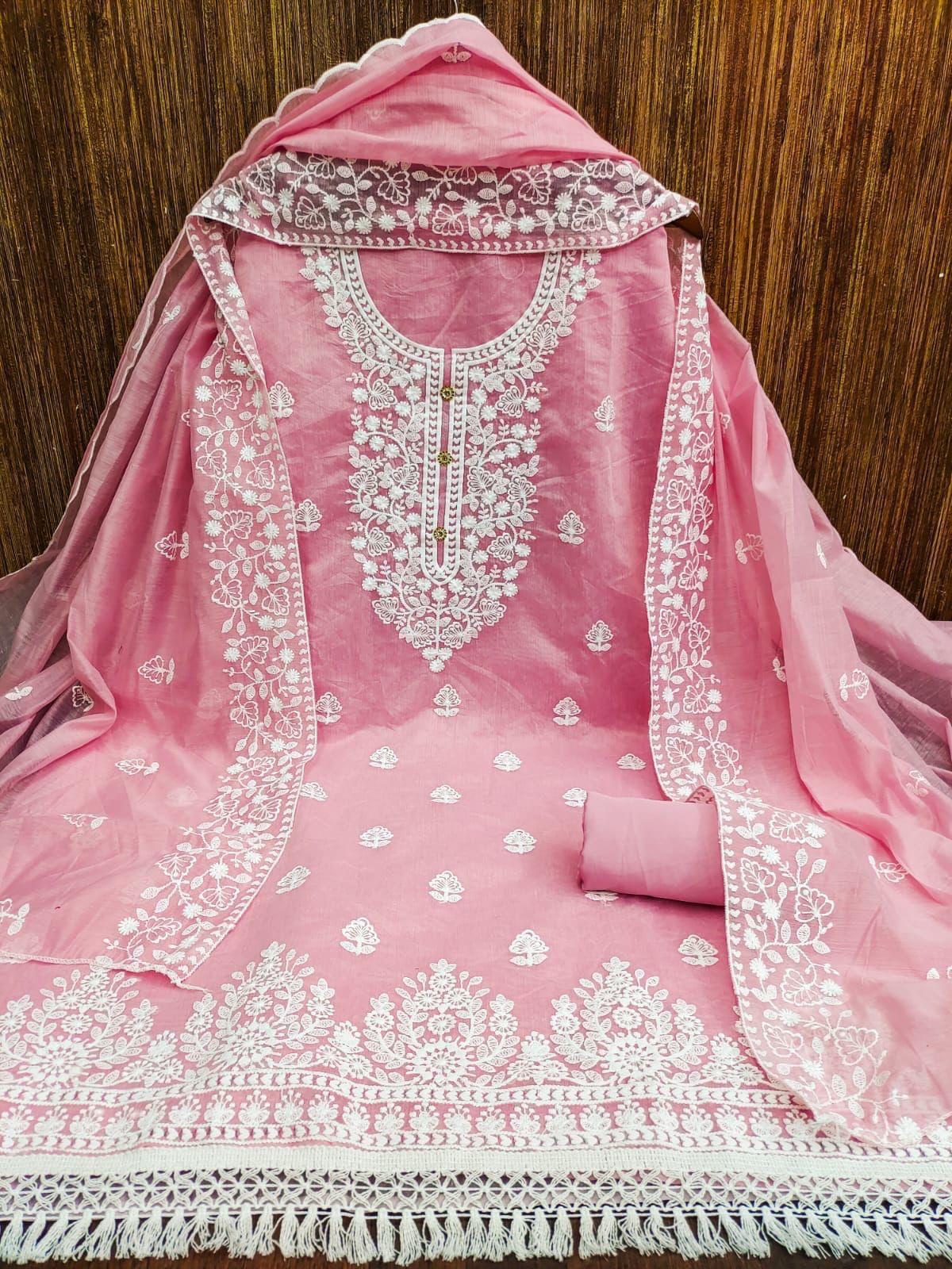 Exquisite Heavy Modal Embroidery Suit with Chanderi Dupatta