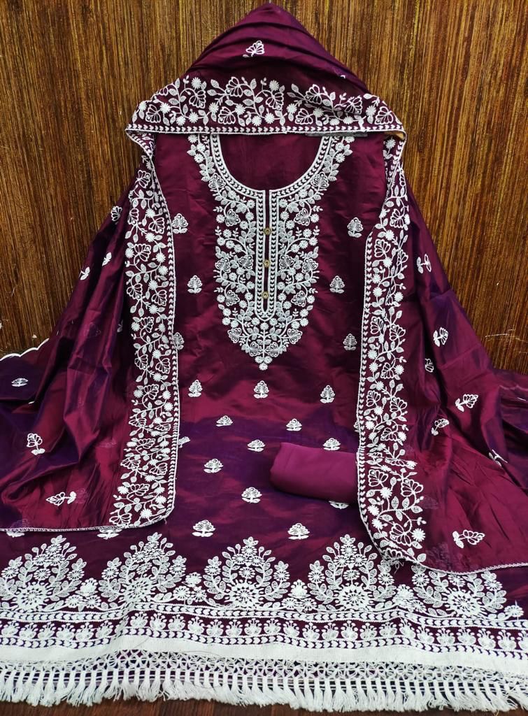 Exquisite Heavy Modal Embroidery Suit with Chanderi Dupatta