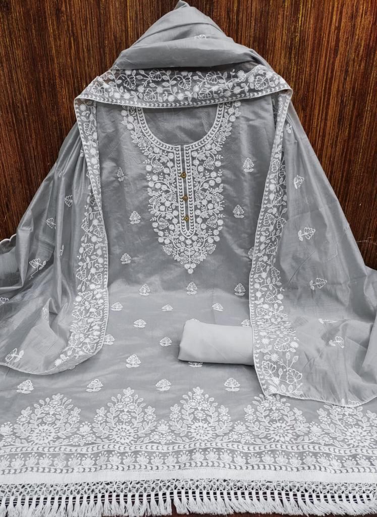 Exquisite Heavy Modal Embroidery Suit with Chanderi Dupatta