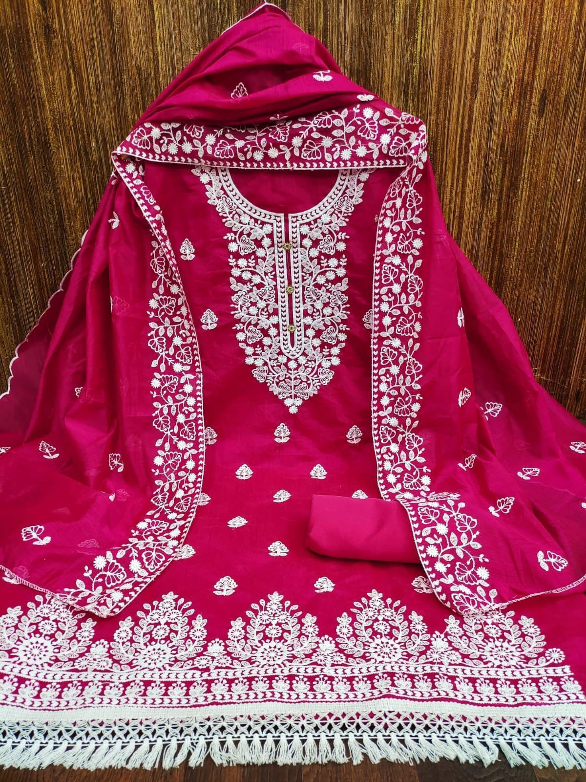 Exquisite Heavy Modal Embroidery Suit with Chanderi Dupatta