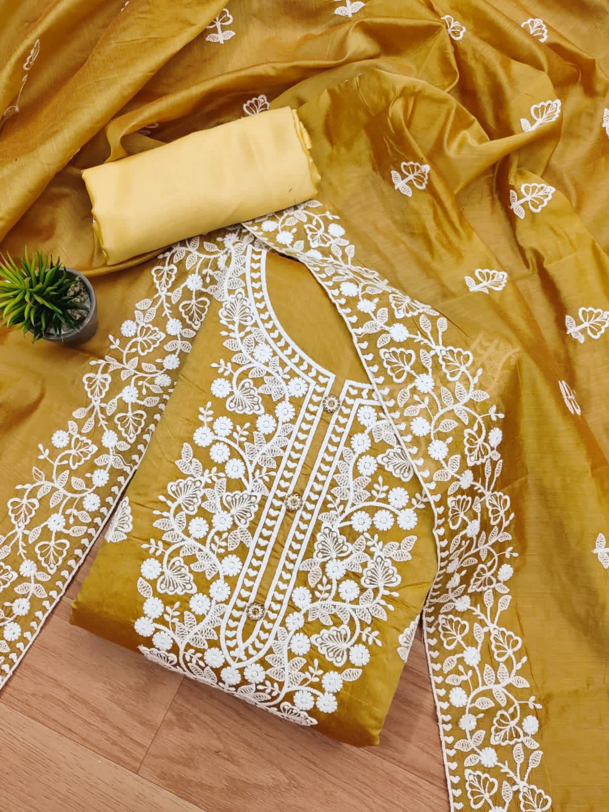 Exquisite Heavy Modal Embroidery Suit with Chanderi Dupatta