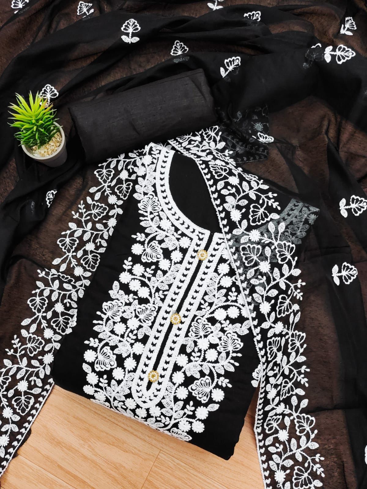 Exquisite Heavy Modal Embroidery Suit with Chanderi Dupatta