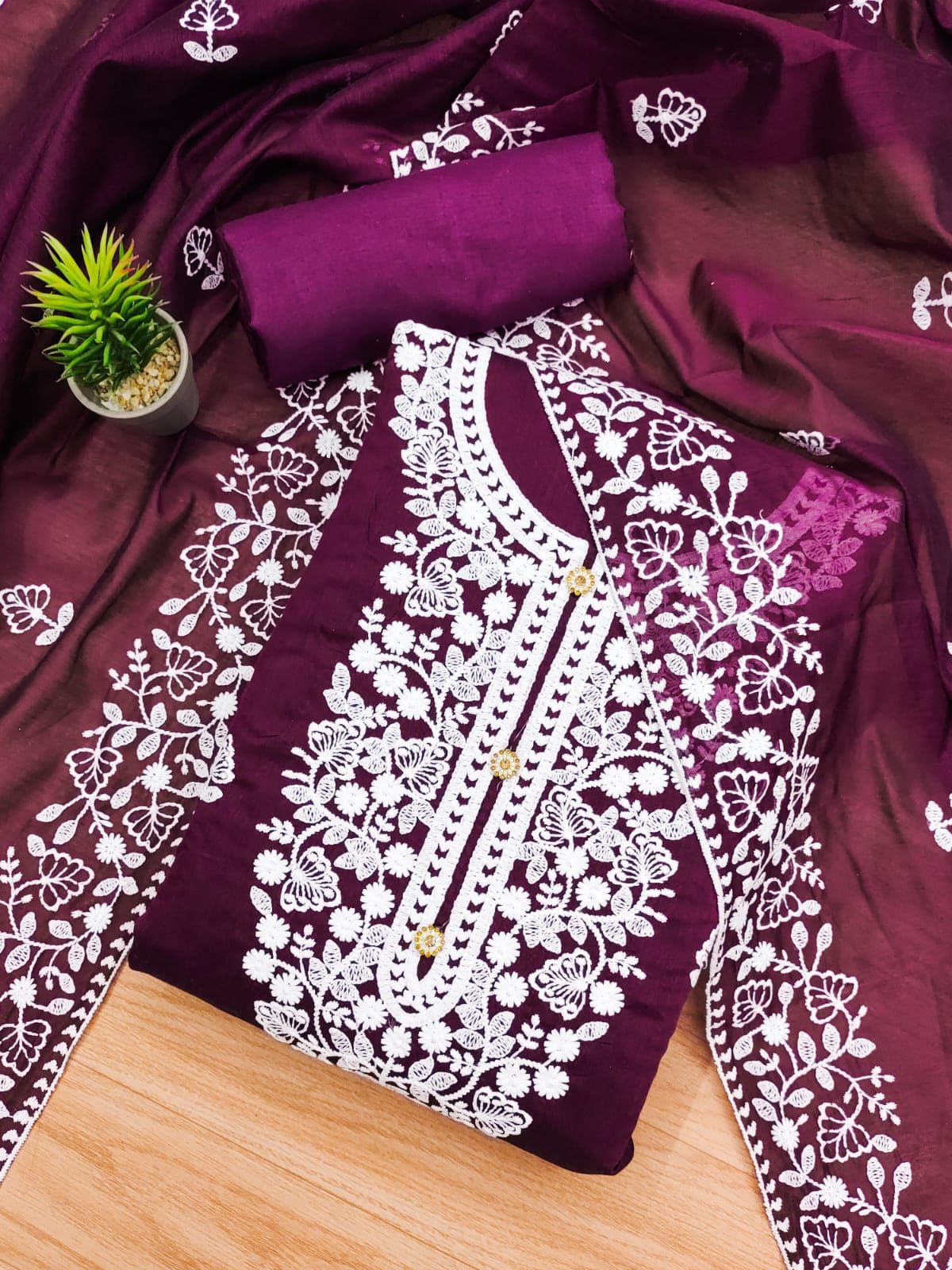 Exquisite Heavy Modal Embroidery Suit with Chanderi Dupatta