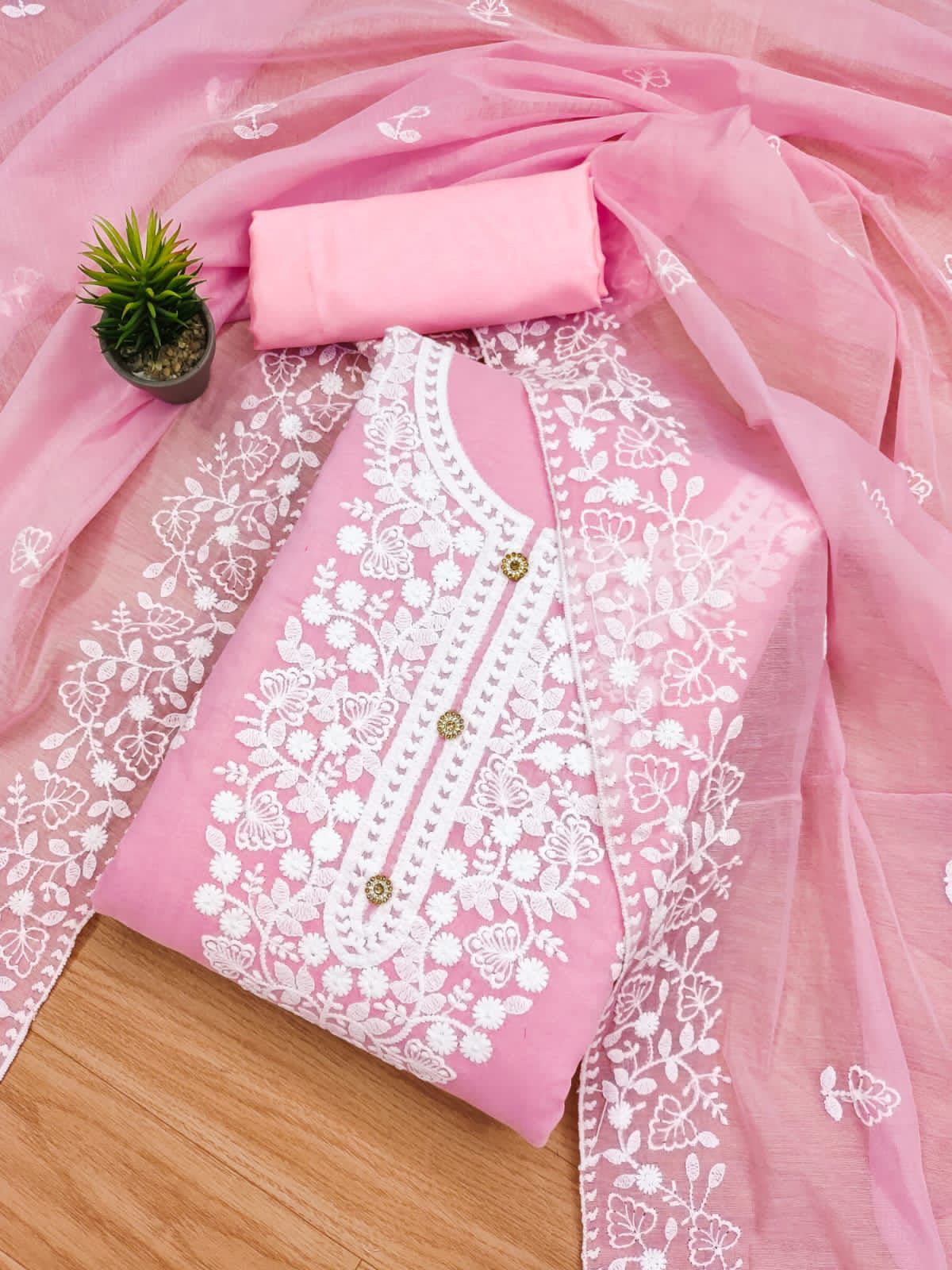 Exquisite Heavy Modal Embroidery Suit with Chanderi Dupatta