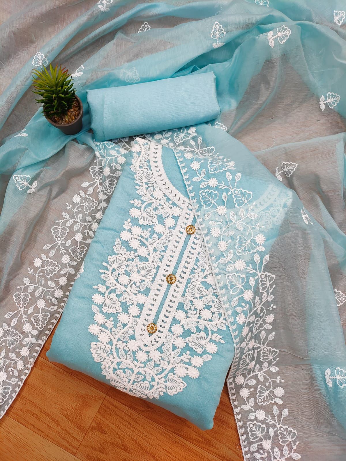 Exquisite Heavy Modal Embroidery Suit with Chanderi Dupatta