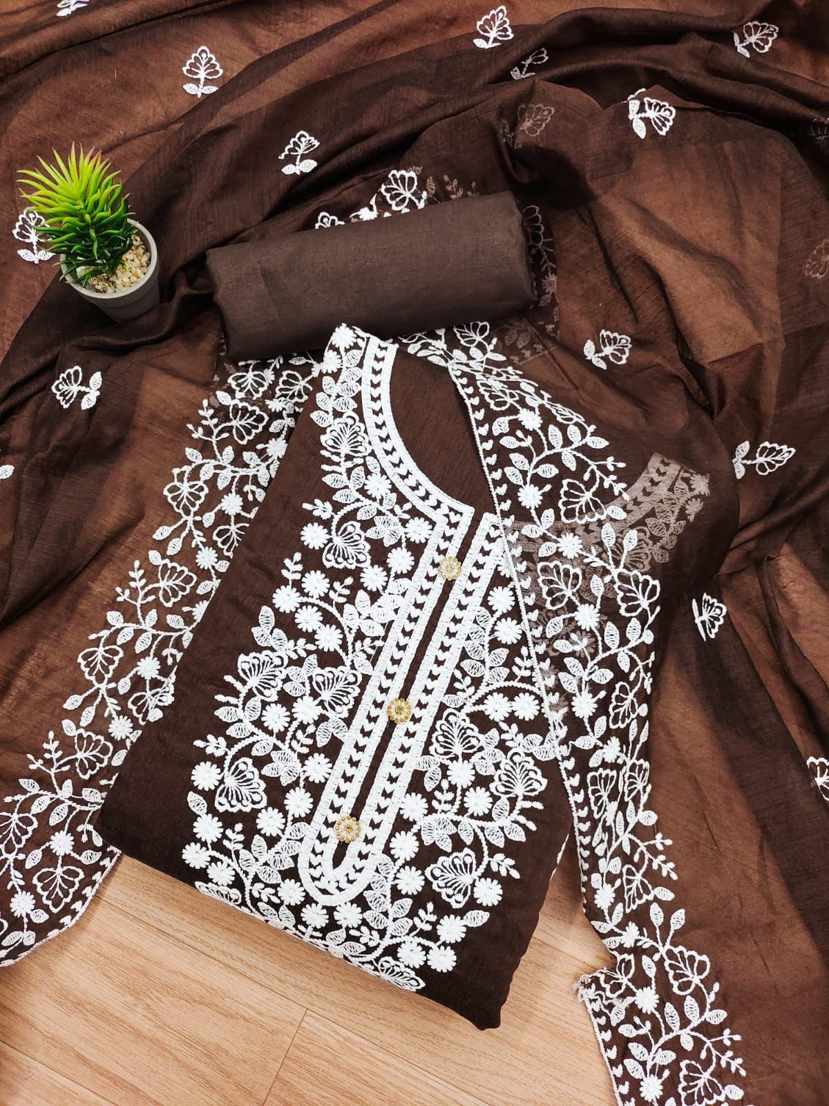 Exquisite Heavy Modal Embroidery Suit with Chanderi Dupatta