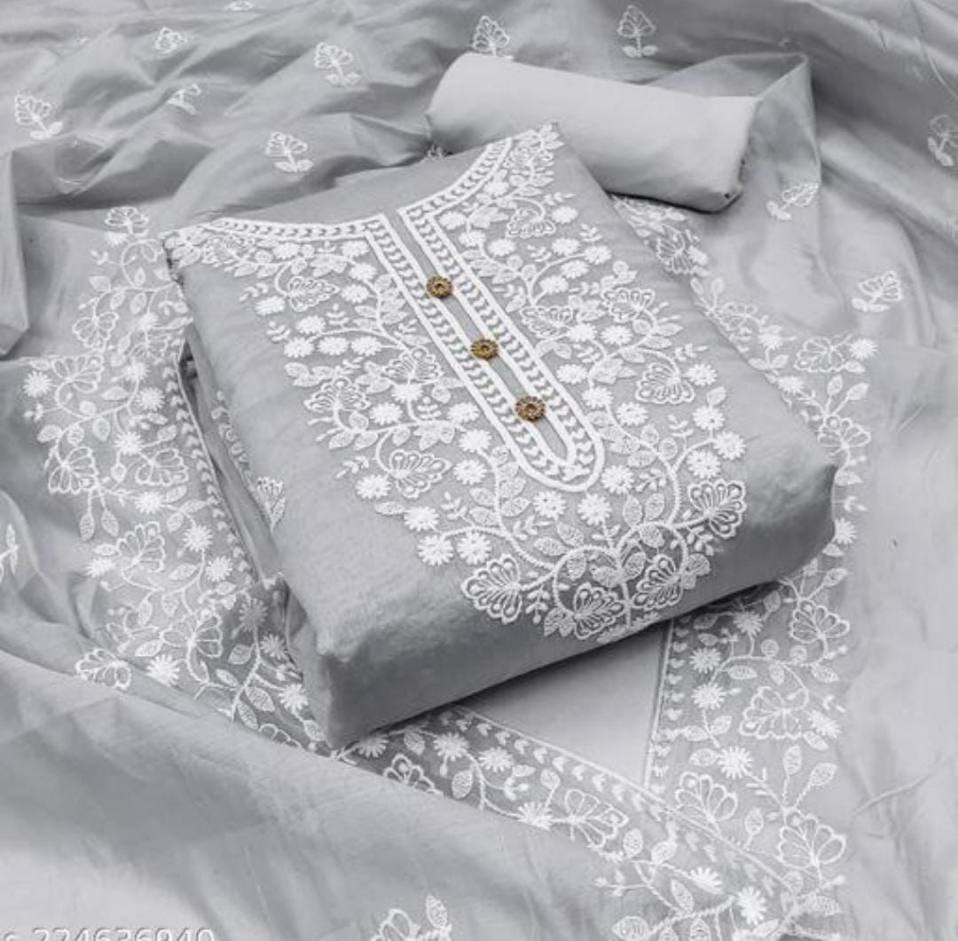 Exquisite Heavy Modal Embroidery Suit with Chanderi Dupatta