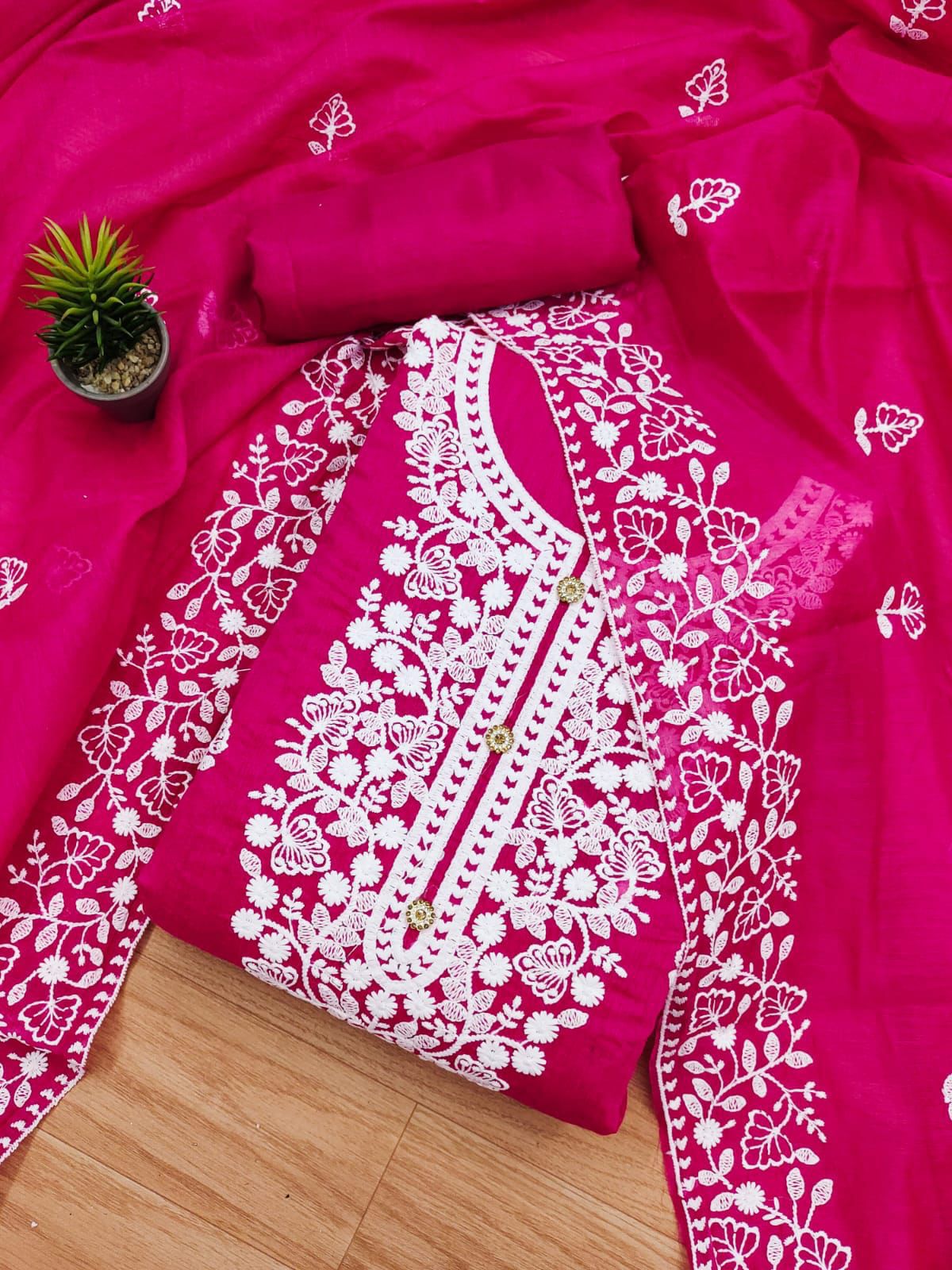 Exquisite Heavy Modal Embroidery Suit with Chanderi Dupatta