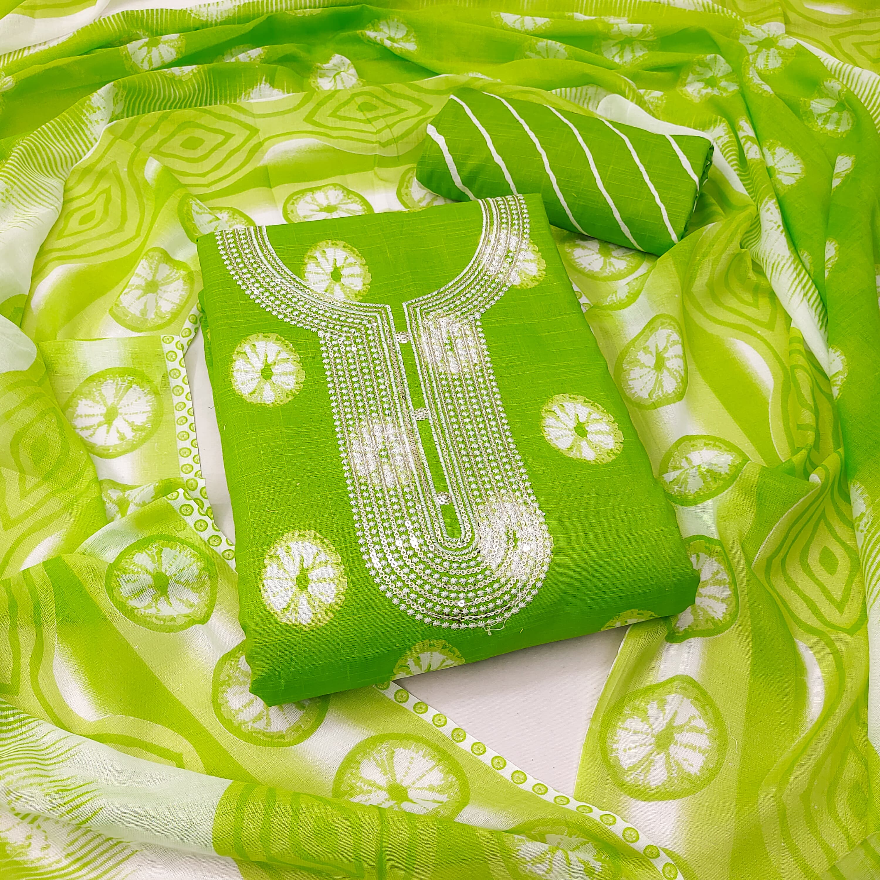 Exclusive Heavy Cotton Dress Material with Sequence Work