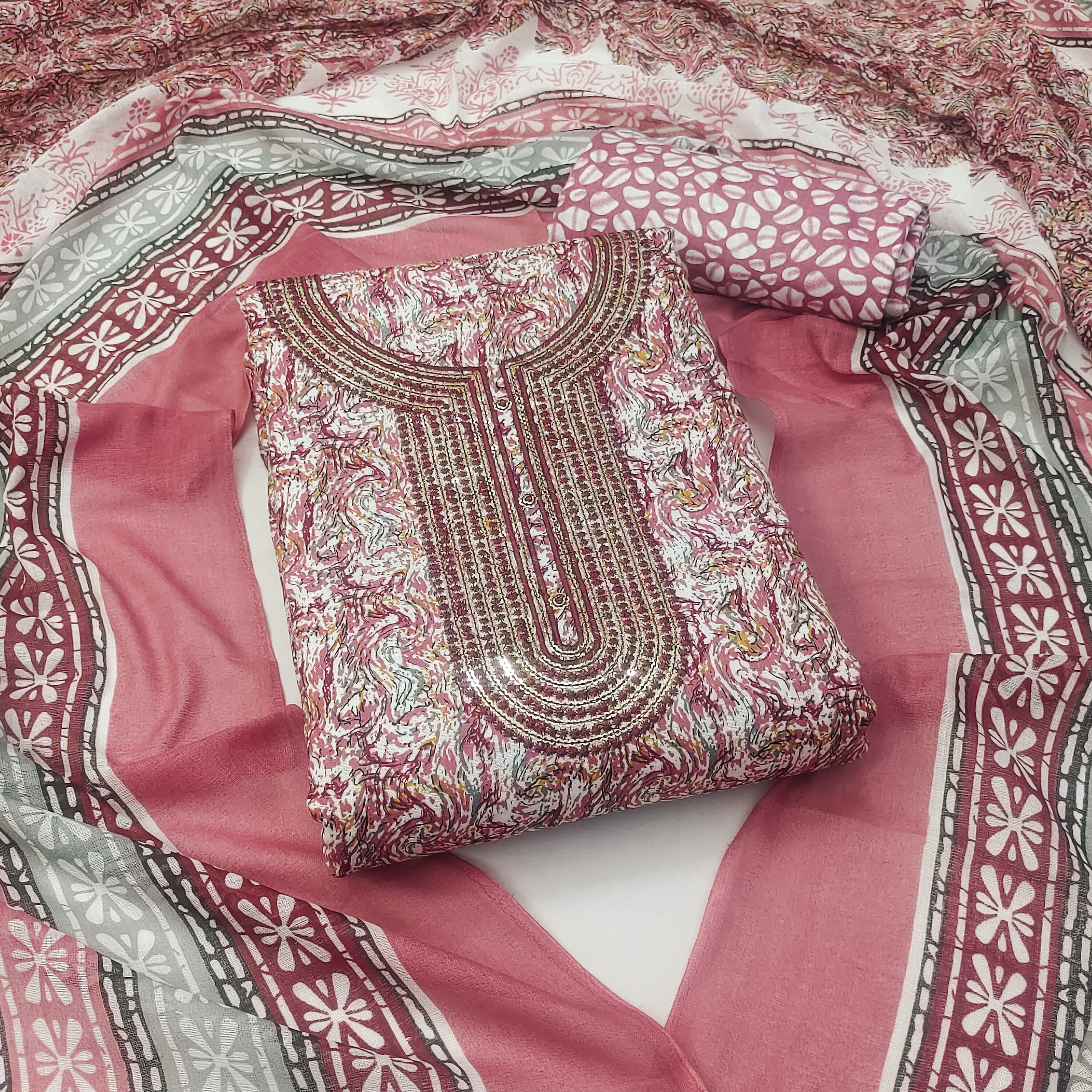 Exclusive Heavy Cotton Dress Material with Sequence Work