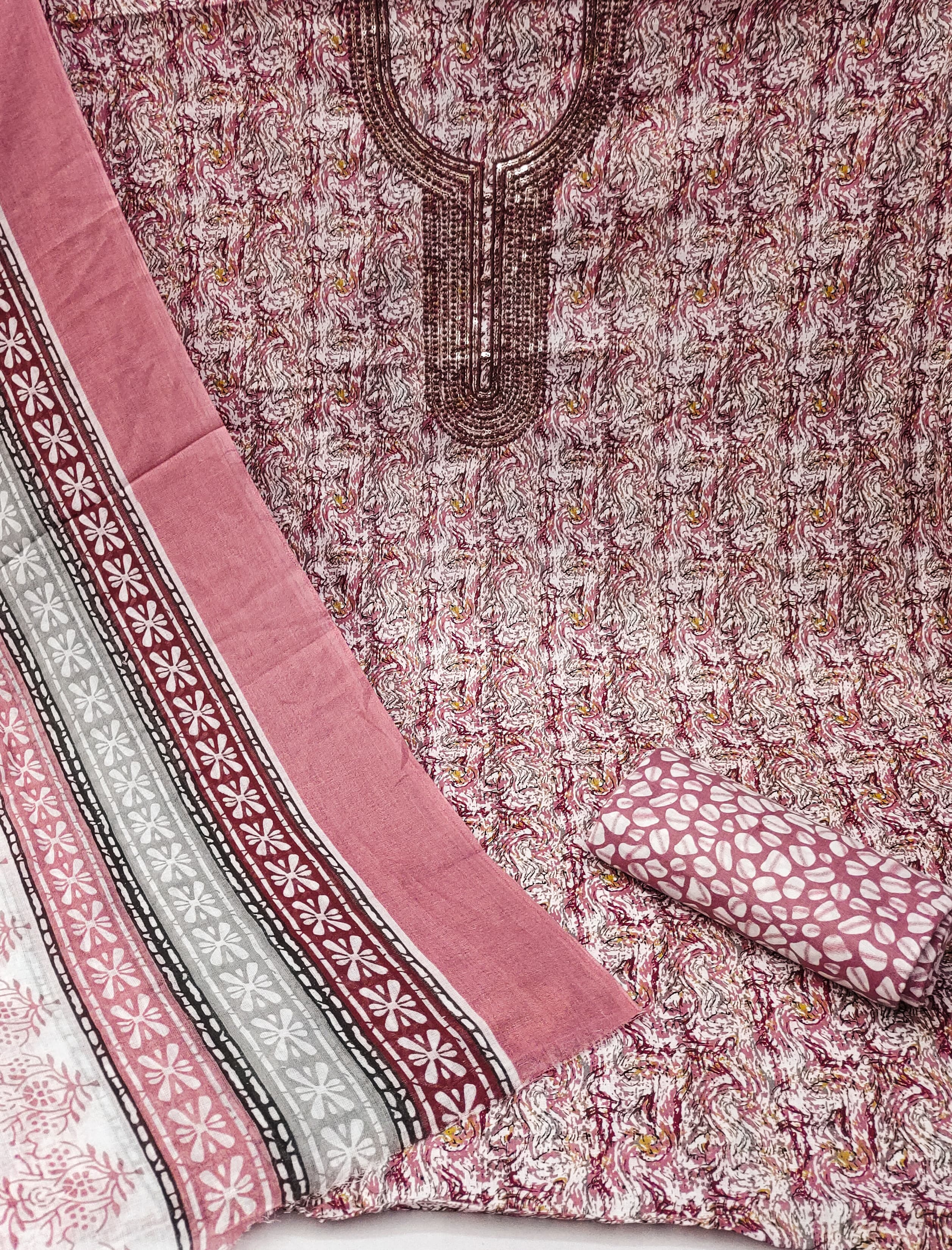 Exclusive Heavy Cotton Dress Material with Sequence Work