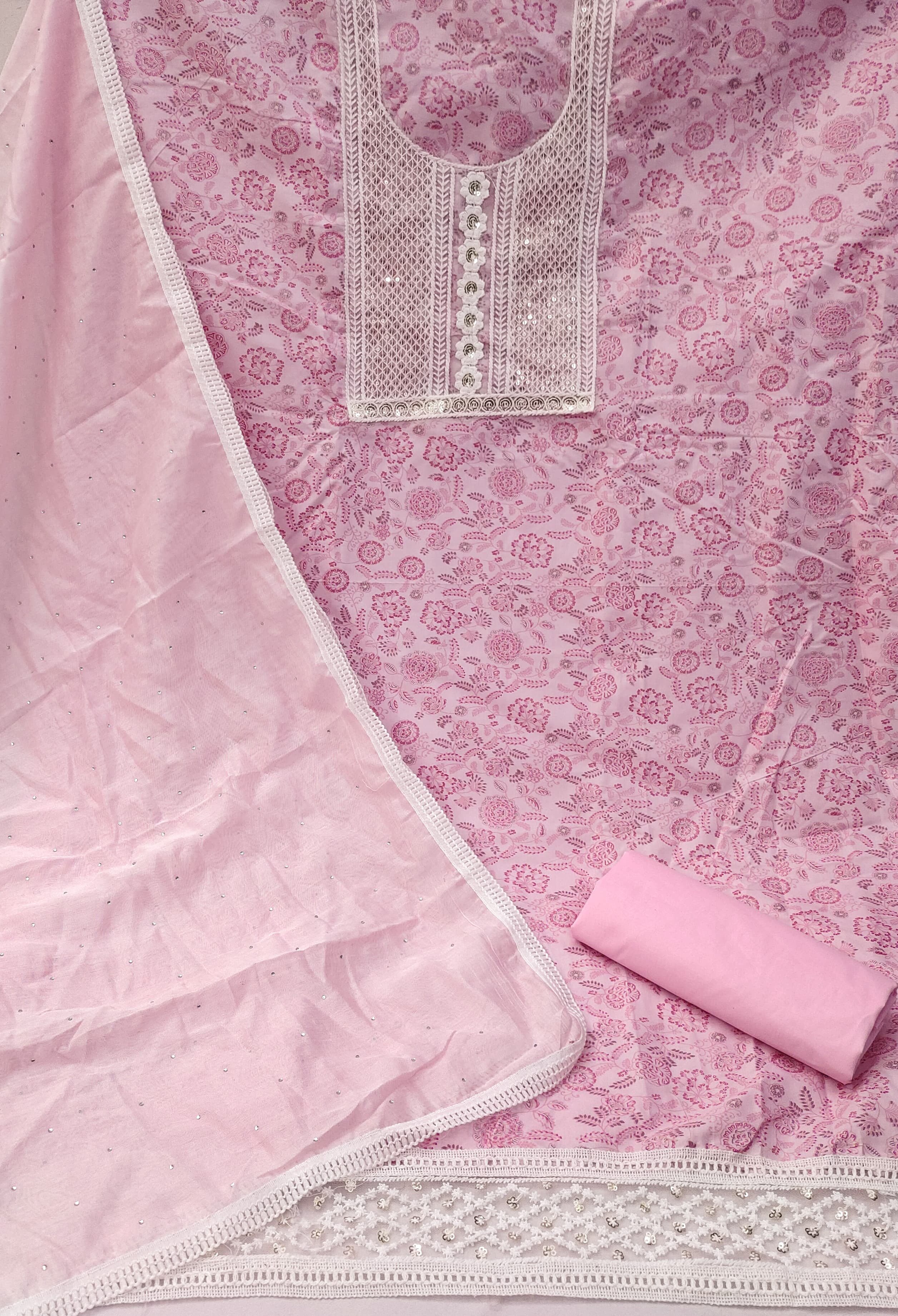 New Designer Heavy Cotton Dress with Chinon Dupatta