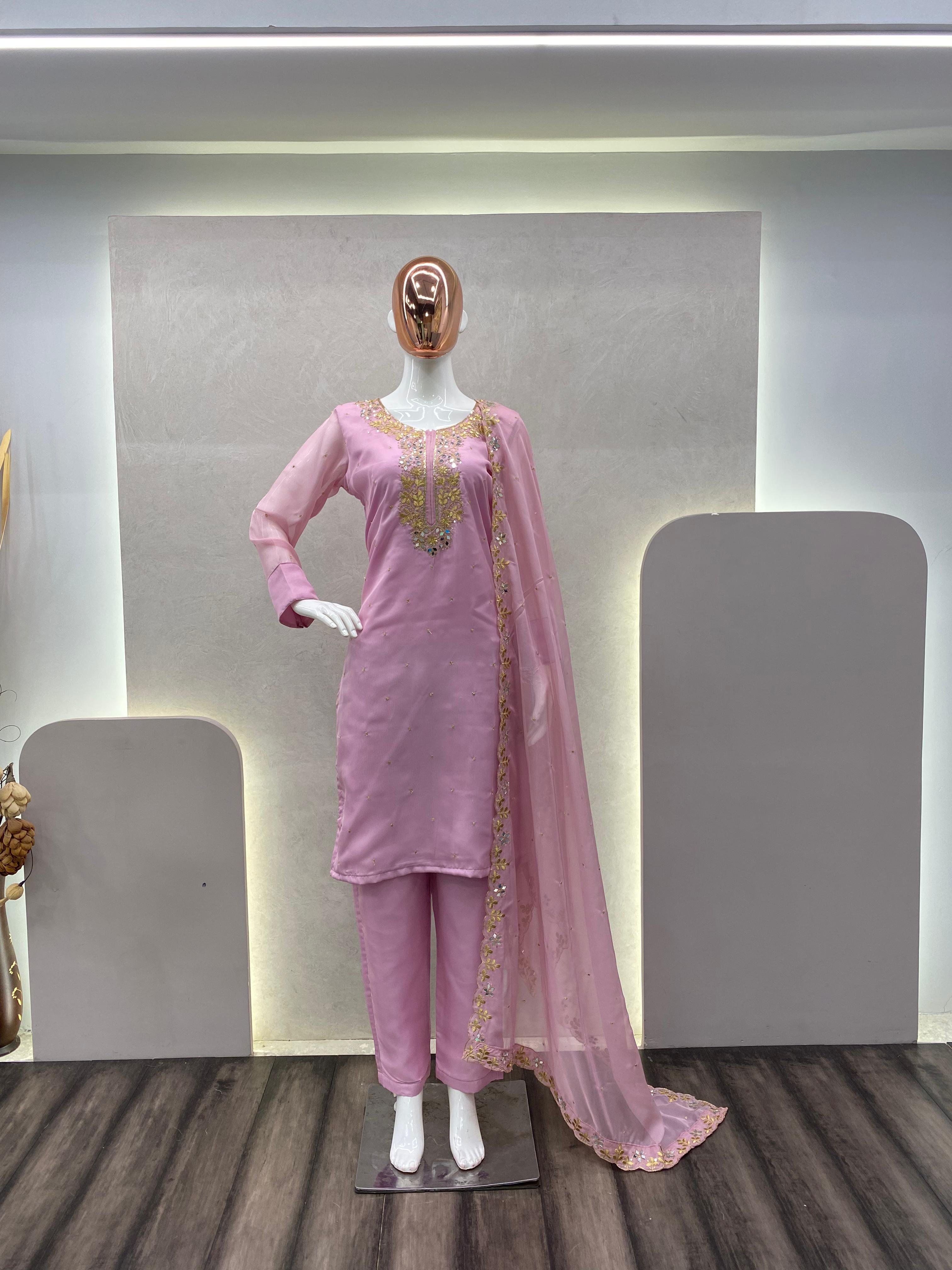 DESIGNER TRENDING SEQUENCE EMBROIDERY WORK SUIT PENT AND DUPATTA