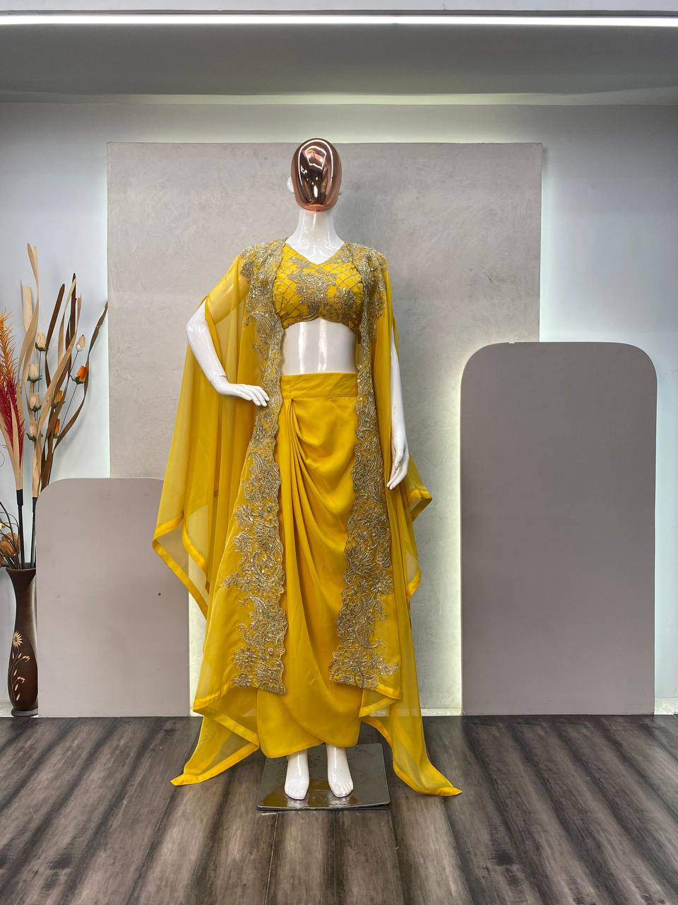 FANCY WESTERN STYLE CORDING SEQUANCE WORK KOTI, BLOUSE WITH SKIRT