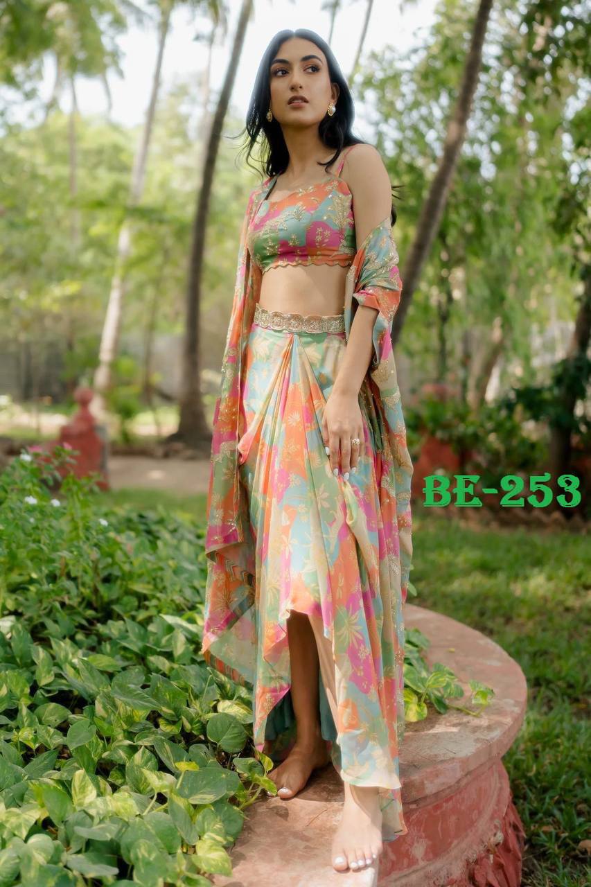 Stylish Crepe Silk Mirror Work Outfit