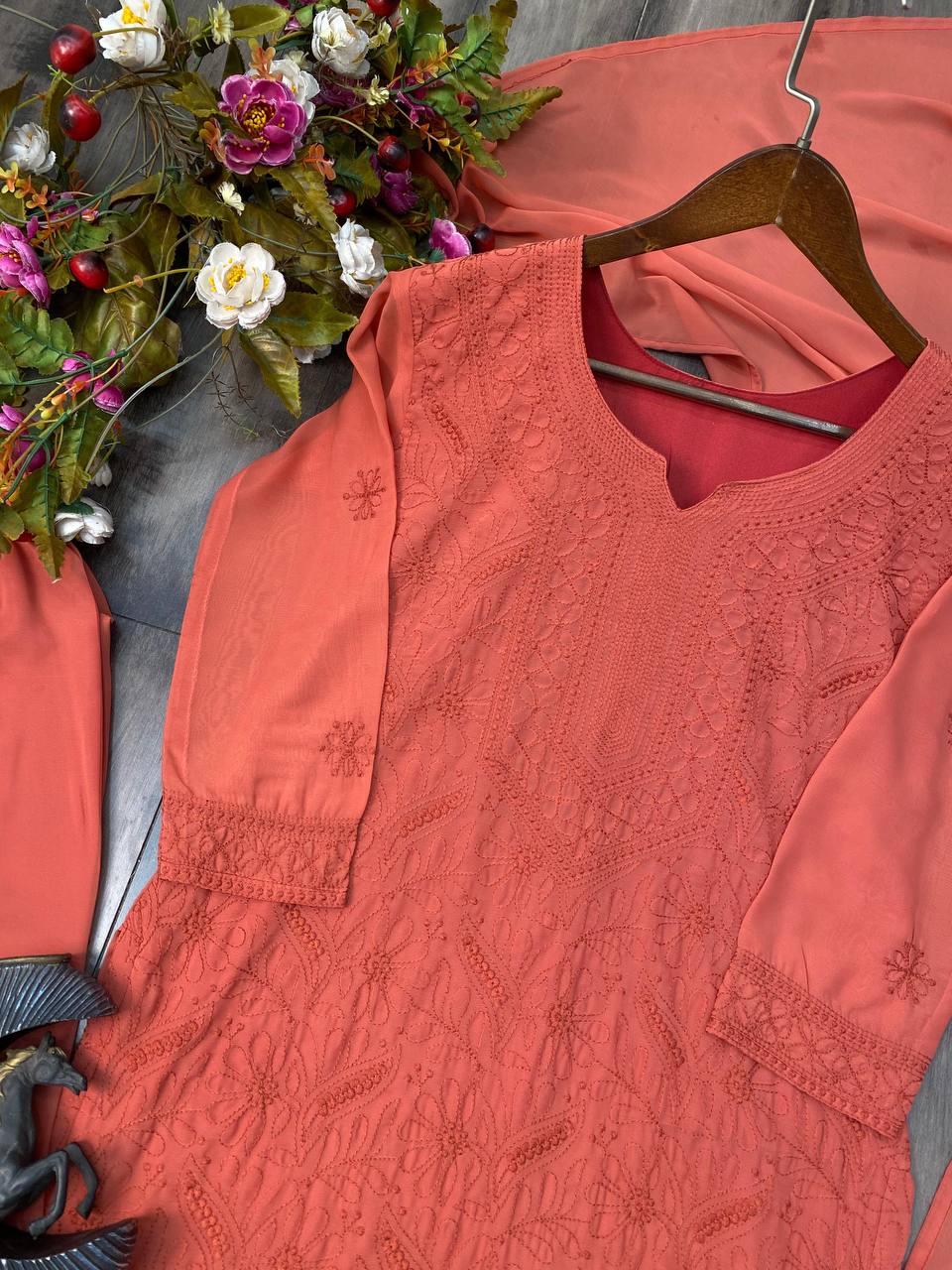Fashionable Georgette Embroidery Plazo Set