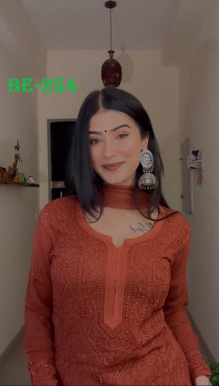 Fashionable Georgette Embroidery Plazo Set