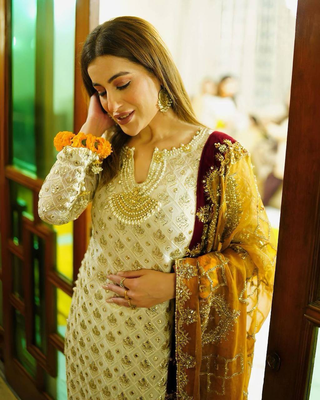 RAMZAN FAUX GEORGETTE SEQUENCE EMBROIDERED WORK TOP AND PENT WITH WORK DUPATTA