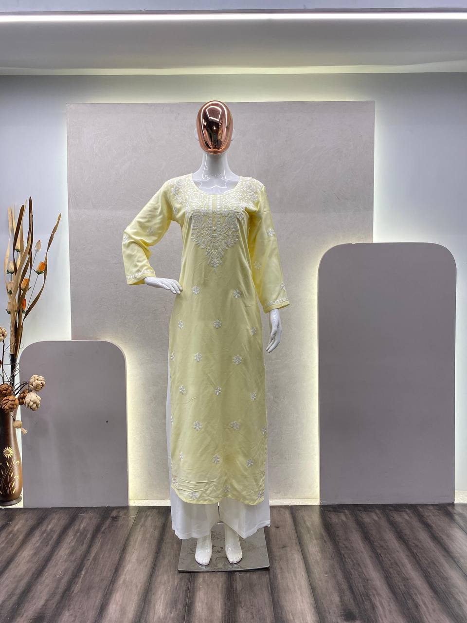 SUMMER SPECIAL TRENDING RAYON TOP COTTON THREAD EMBROIDERED WORK WITH PLAZO