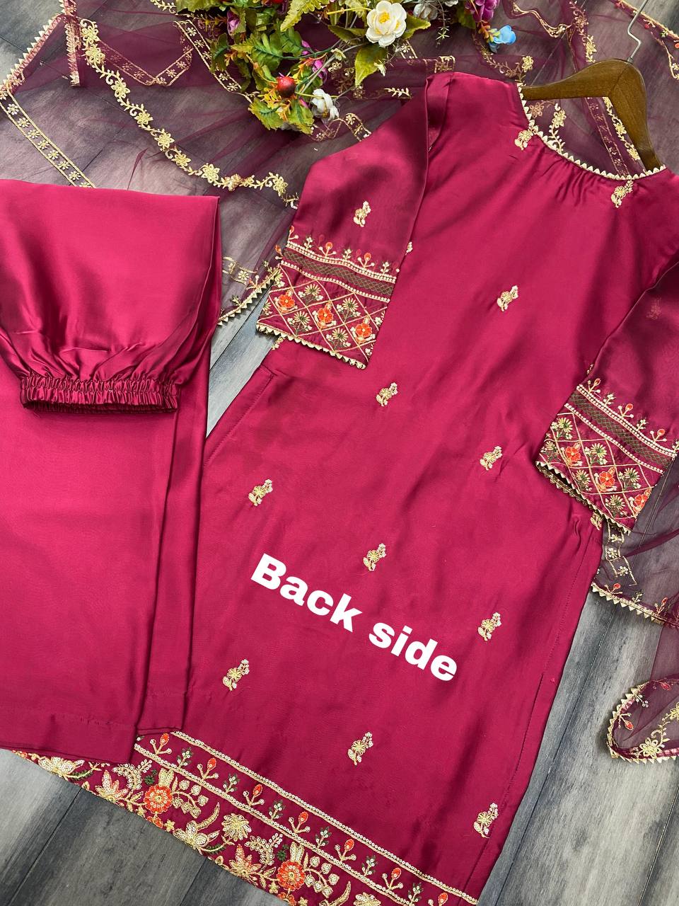 DESIGNER TRENDING SEQUENCE EMBROIDERY WORK SUIT PENT AND DUPATTA