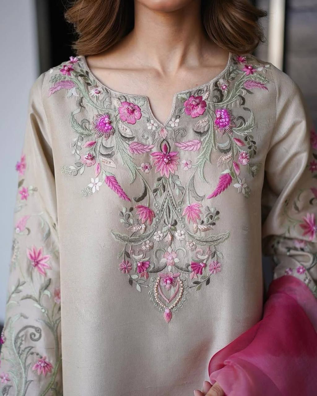 Embroidery Work & Soft Organza Dupatta