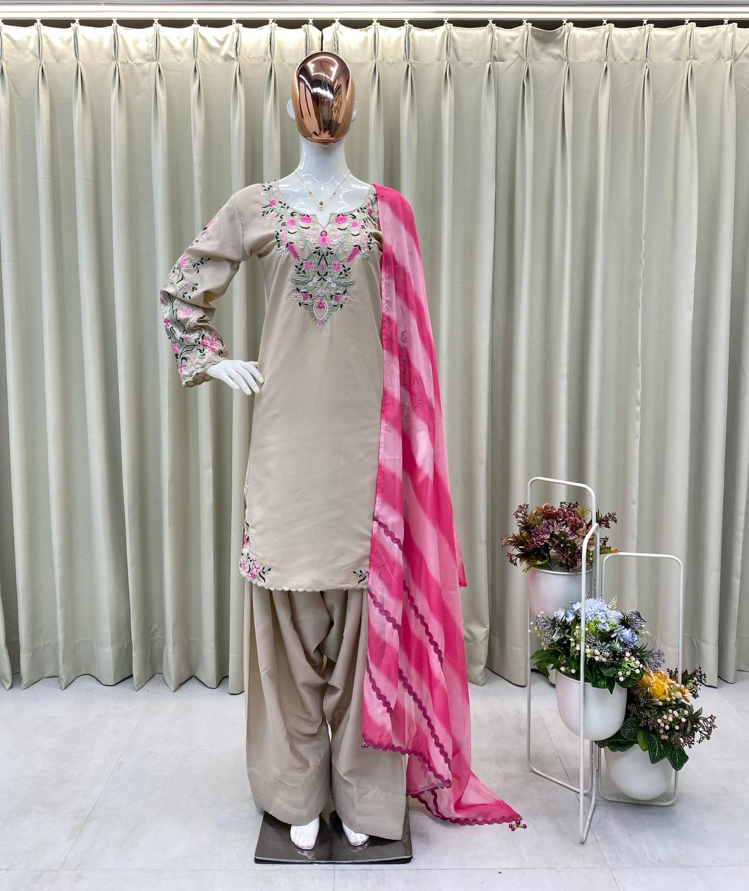 Embroidery Work & Soft Organza Dupatta