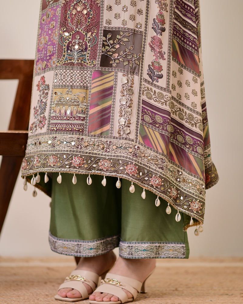 Traditionalwear Kurta Plazo Set with Chiffon Dupatta