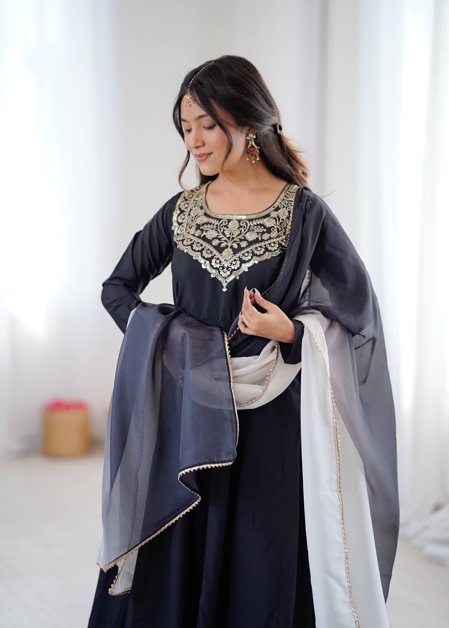 Gold Embroidered Neck