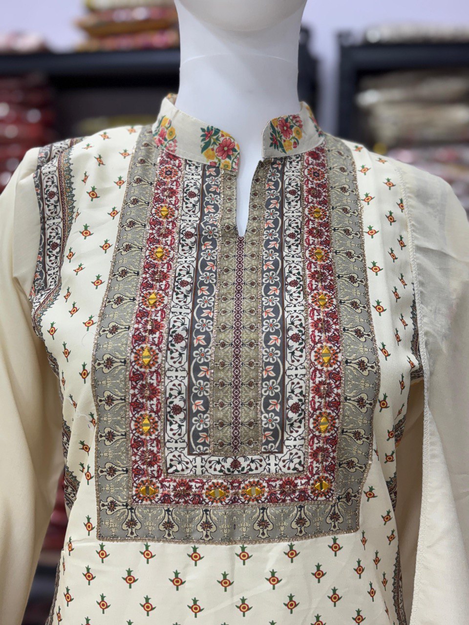 Hand Jari Work & Mirror Detailing