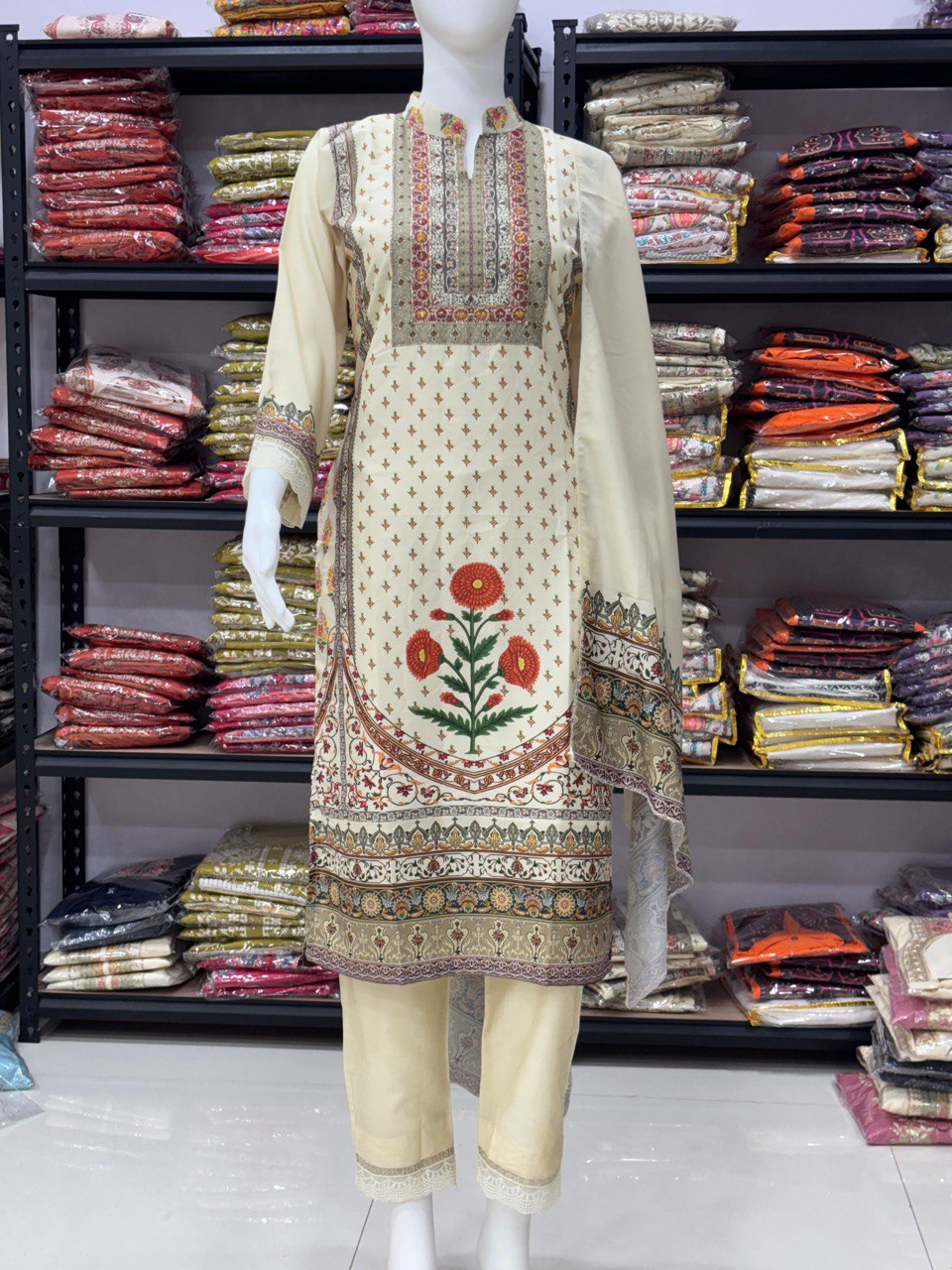 Hand Jari Work & Mirror Detailing