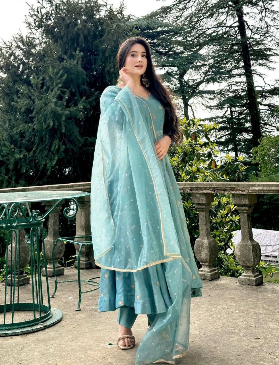 Elegant Barbary Silk Embroidered Kurta Set