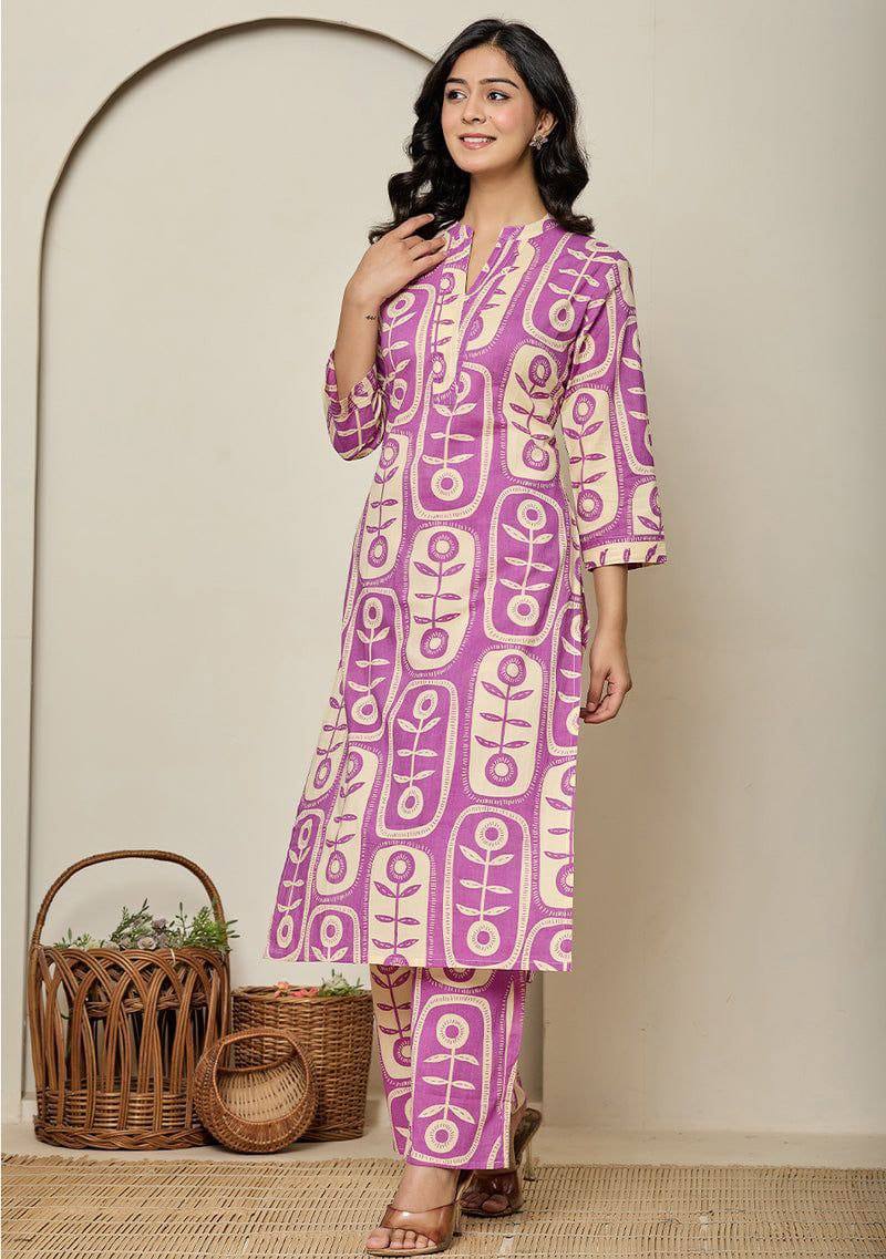 Elegant Printed Poly Rayon Co-Ord Kurta & Pant Set for Women