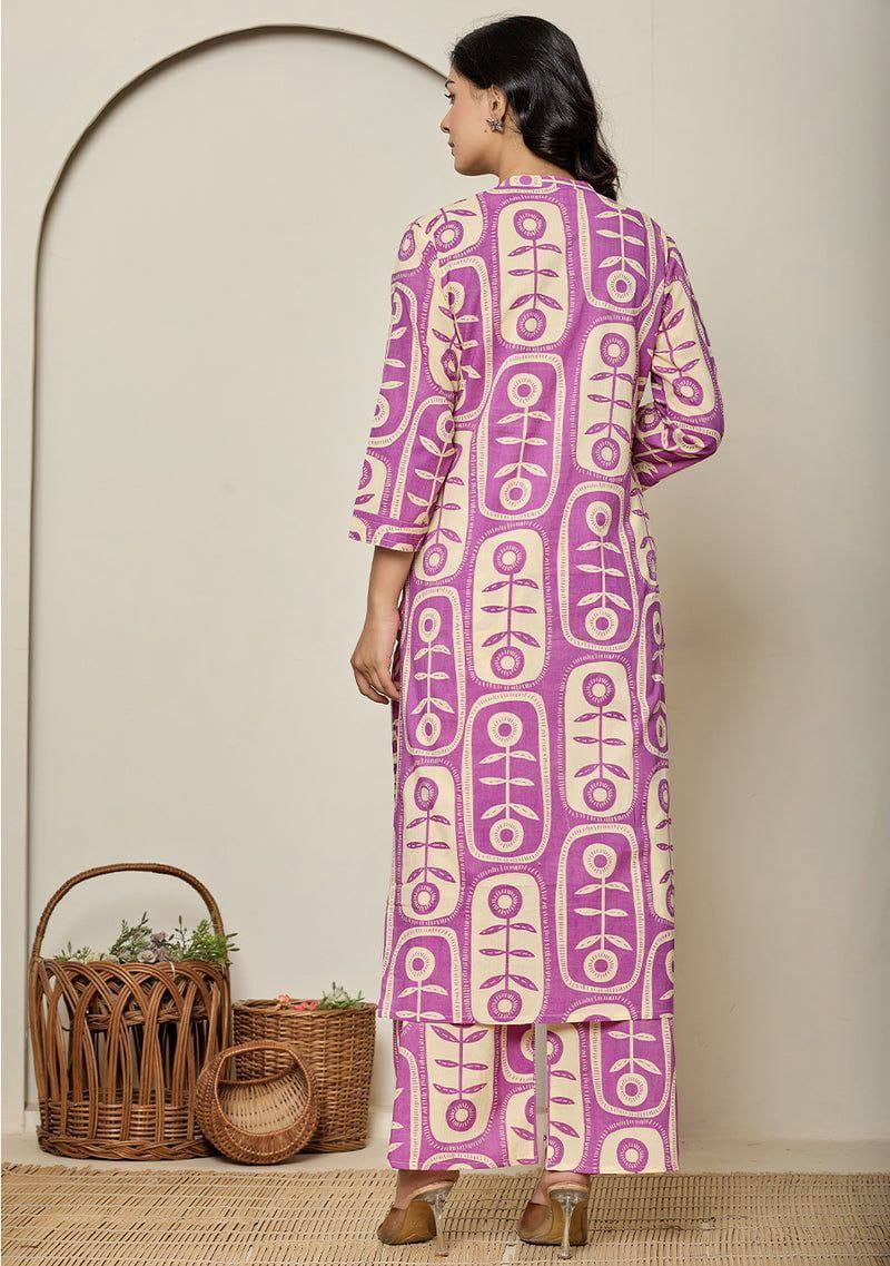 Elegant Printed Poly Rayon Co-Ord Kurta & Pant Set for Women
