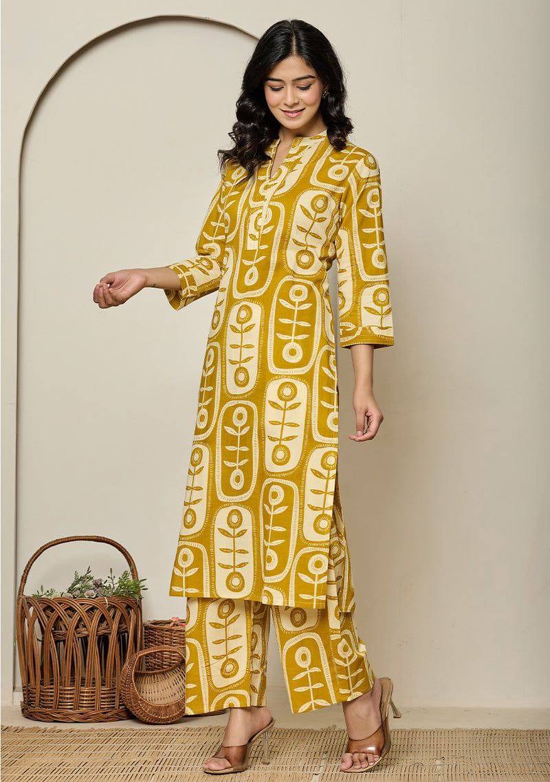 Elegant Printed Poly Rayon Co-Ord Kurta & Pant Set for Women