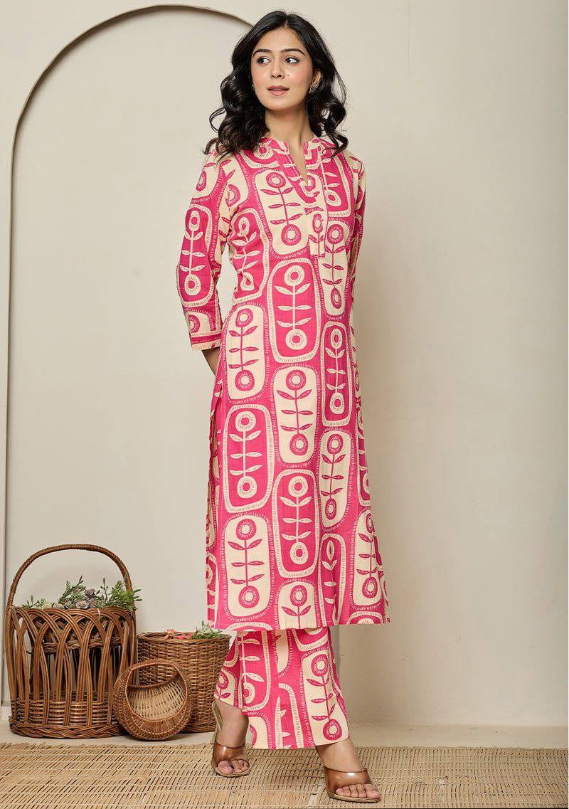 Elegant Printed Poly Rayon Co-Ord Kurta & Pant Set for Women