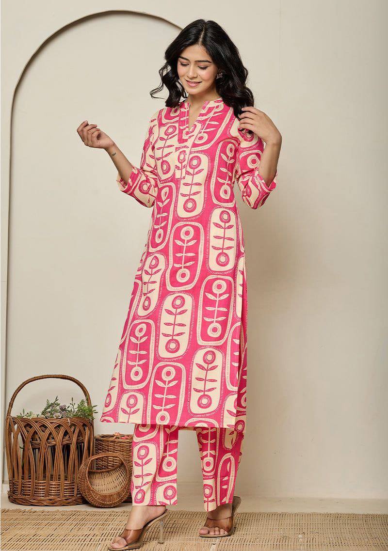 Elegant Printed Poly Rayon Co-Ord Kurta & Pant Set for Women