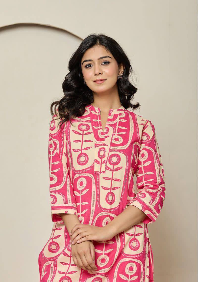 Elegant Printed Poly Rayon Co-Ord Kurta & Pant Set for Women