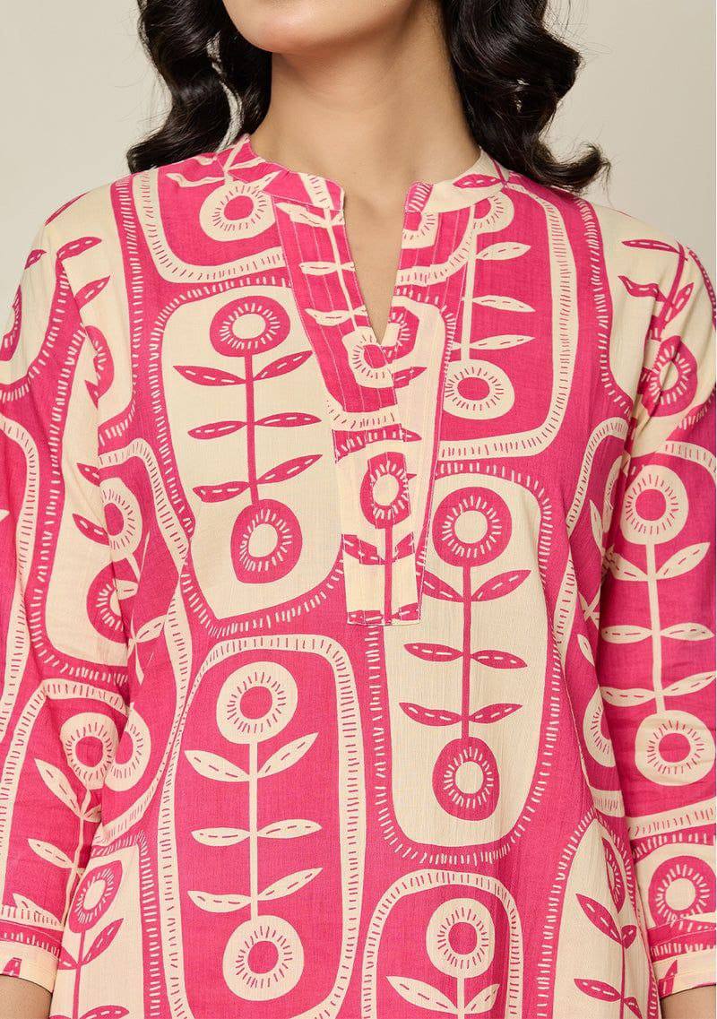 Elegant Printed Poly Rayon Co-Ord Kurta & Pant Set for Women