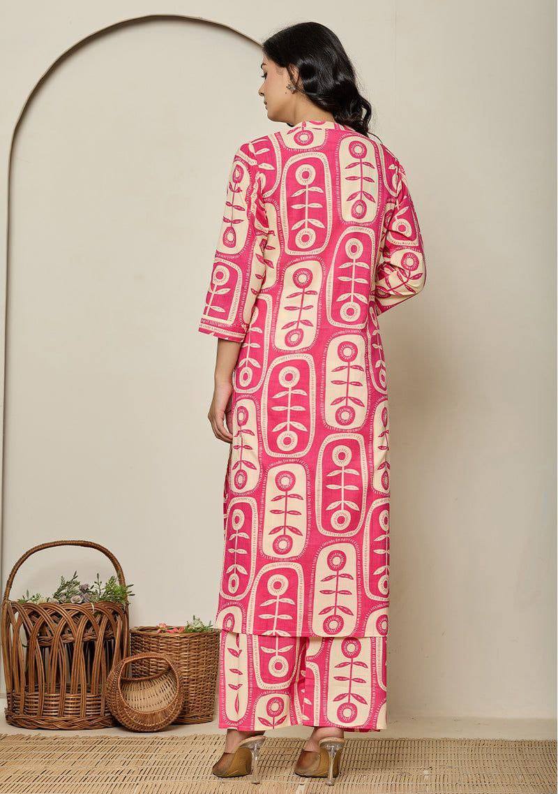 Elegant Printed Poly Rayon Co-Ord Kurta & Pant Set for Women